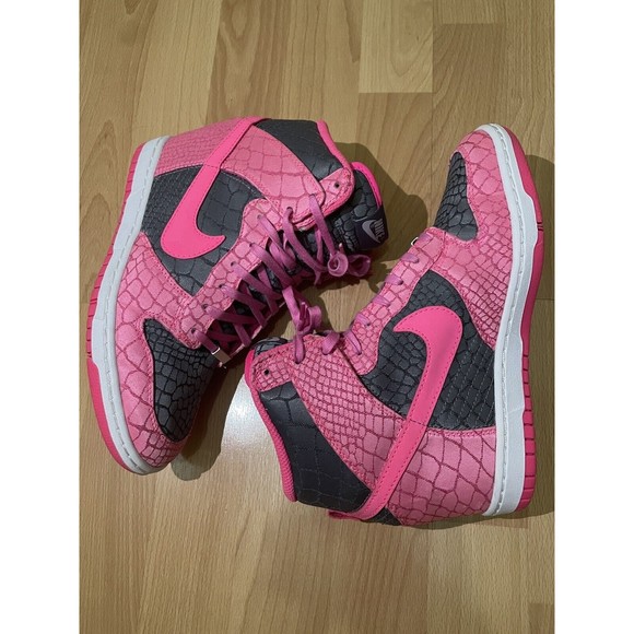 Nike Dunk Sky Hi High Wedge Heel Snake Print NIKEiD Womens Pink Shoe Size 7 - Picture 4 of 9